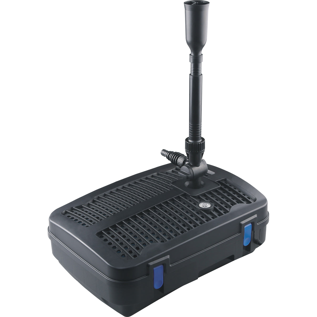 BluFilter 2011 vijverpomp met filterset, zwart, 11W UV-C lamp en fontein, voor het reinigen en circuleren van vijvers tot 2.000 liter per uur