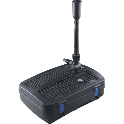 BluFilter 2011 vijverpomp met filterset, zwart, 11W UV-C lamp en fontein, voor het reinigen en circuleren van vijvers tot 2.000 liter per uur